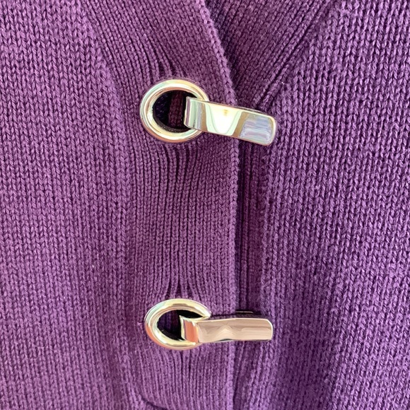 Karen Scott Plum V-neck Sweater: Size Petite L - Picture 10 of 15